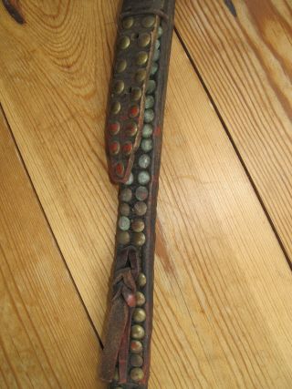 ANTIQUE BRIDLE / HEADSTALL with BIT,  BRASS TACKS,  STUDS and REINS. 8
