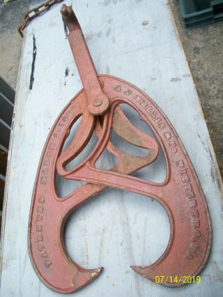 Rare Vintage 1870 " A.  J.  Nellis " Cast Iron Barn Beam Grapple Hook,  Pittsburgh Pa