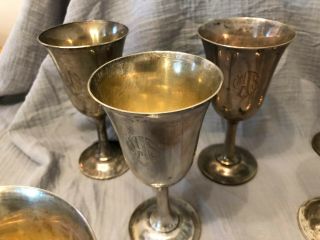 Eight (8) Wallace Sterling Silver Goblets 14 / Monogrammed / each 6 5/8 