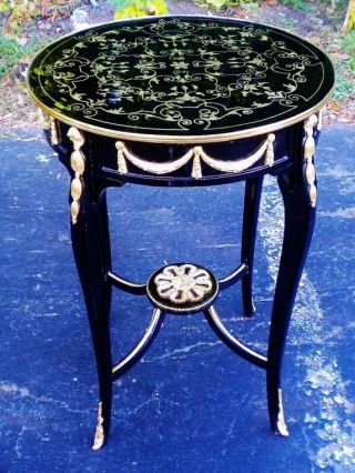 Brass And Ebonised Wood Occasional Cocktail Side Table