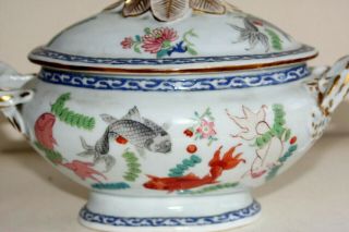 ANTIQUE CHINESE EXPORT FAMILLE ROSE ENAMELED TUREEN, 2