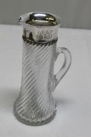 Antique Tiffany & Co Sterling Silver Brilliant Cut Glass Water Pitcher