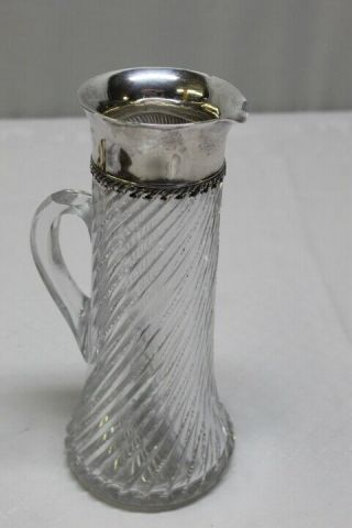 Antique TIFFANY & CO Sterling Silver Brilliant Cut Glass Water Pitcher 8