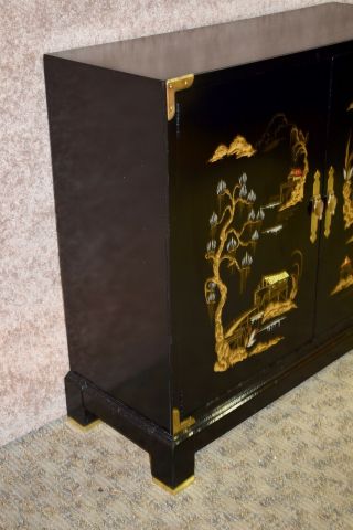 Vintage Painted Asian Style Two Door Cabinet w/Brass Fittings 4