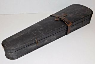 Antique Violin Leather Strap Coffin Case Wood Wooden
