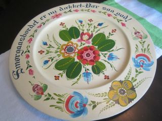 Antique Per Lysne Os Rosemaled Platter Norwegian Folk Art Wood Plate Charger