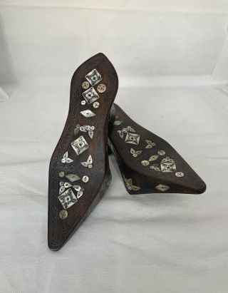 Antique Vintage Turkish Bath Shoes Clogs With Mother Of Pearl Inlay,  Ottoman