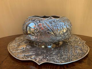 Gorgeous Large Sterling Silver 900 Centerpiece,  Bowl With Tray 1825 Gr