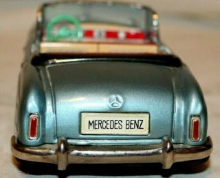 BEAUTY 1959 Vtg Bandai Japan MERCEDES BENZ 2/9 CONVERTIBLE Tin Friction Toy Car 7