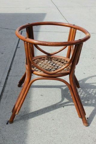Vintage Mcm Thonet Bentwood Rattan Dining Table Base Only