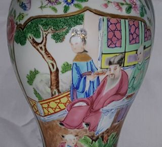 Chinese Cantonese vintage Victorian oriental antique tall lidded vase 8