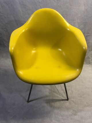Eames Herman Miller Fiberglass Arm Shell Chair Yellow Mid Century Modern 3