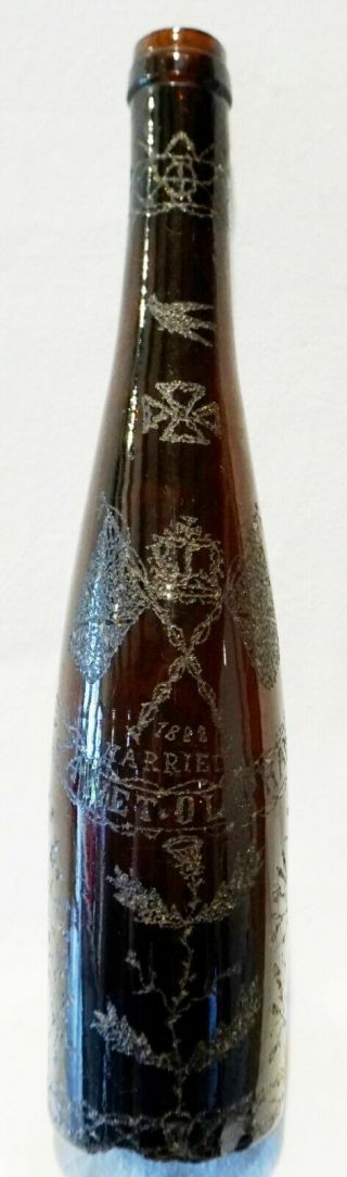 EARLY 19TH CENTURY SAMPLER BY ISABELLA OLIPHANT c.  1840 & ENGRAVED BOTTLE - 1888 6