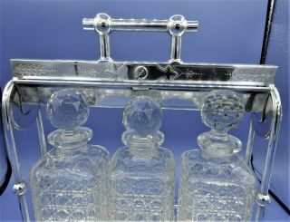 Victorian Silver Plated 3 Bottle Locking Tantalus C.  1880 3