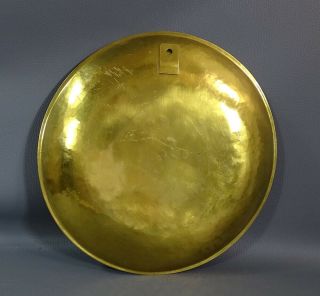 Arts&Crafts German Kramer Hammered Brass Butterscotch Amber Wall Plate 24K gild 2