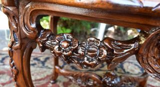 1910s Antique French Carved Walnut & Black marble top coffee table / Side table 10