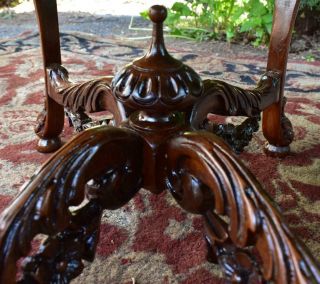 1910s Antique French Carved Walnut & Black marble top coffee table / Side table 12