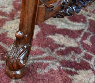 1910s Antique French Carved Walnut & Black marble top coffee table / Side table 9