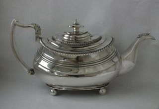 Large Antique George Iii Solid Sterling Silver Teapot 1818/ L 30 Cm/ 656 G