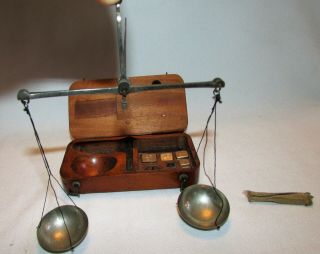 Antique Jewelry Gold Apothecary Pocket Scale with Weights 4