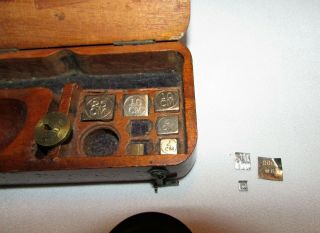 Antique Jewelry Gold Apothecary Pocket Scale with Weights 6