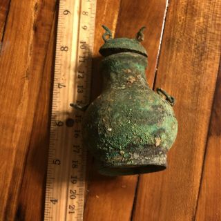 RARE Ancient Greek Style Bronze Age Brass Vase Oil Wine Jug 1750 - 1500 BC READ 10