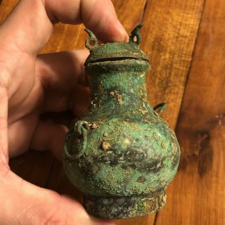 RARE Ancient Greek Style Bronze Age Brass Vase Oil Wine Jug 1750 - 1500 BC READ 5