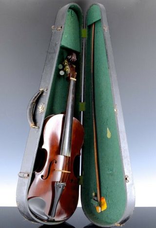 Estate Fresh Antique French Violin W Bow In Case - Lupot Luthier Paris Label