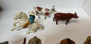 Vintage Barclay lead cowboys and cows,  hay bales 8