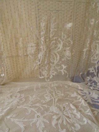 An Exquisite Huge Antique French Tulle Lace Panel C.  1910