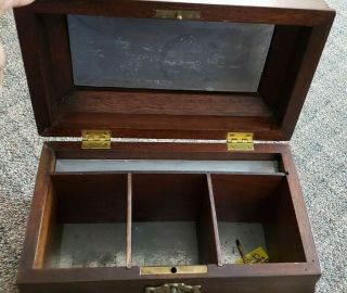 Vintage Henkel - Harris Wooden Tea Caddy Box Virginia Galleries With Key 8/73 5