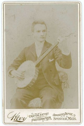 DEALER’S SPECIAL BANJO MUSICIAN 12 ANTIQUE CABINET & CARD PHOTOS 2 PLAYERS ID ' ED 11