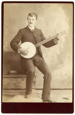 Dealer’s Special Banjo Musician 12 Antique Cabinet & Card Photos 2 Players Id 