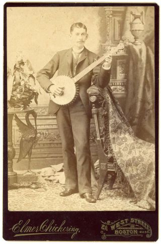 DEALER’S SPECIAL BANJO MUSICIAN 12 ANTIQUE CABINET & CARD PHOTOS 2 PLAYERS ID ' ED 4