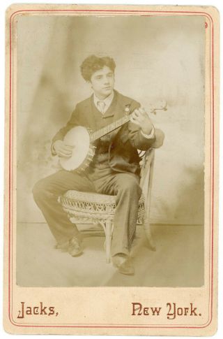 DEALER’S SPECIAL BANJO MUSICIAN 12 ANTIQUE CABINET & CARD PHOTOS 2 PLAYERS ID ' ED 7