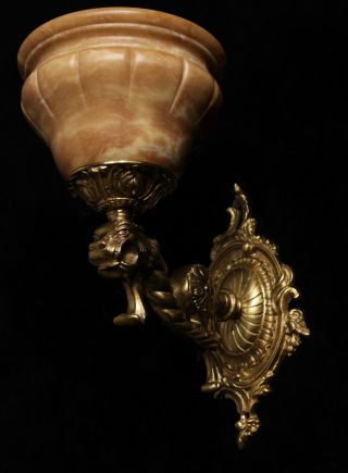 solid bronze and real alabaster wall lights sconces with lion head 11