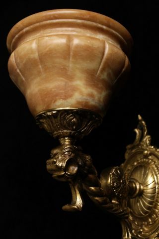 solid bronze and real alabaster wall lights sconces with lion head 12