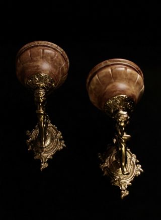 solid bronze and real alabaster wall lights sconces with lion head 5