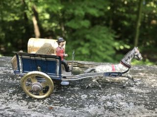 Early Penny Toy Tin Litho Horse Drawn Carriage.
