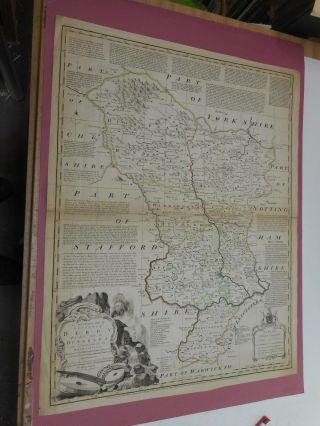 100 Large Derbyshire Map By E Bowen C1758 Vgc