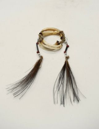 Papua Guinea Asmat Boars Tusks Cassawory Feather Beaded Bracelet 3