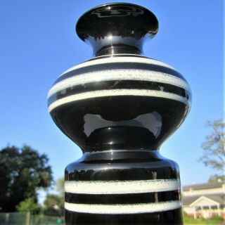 MID - CENTURY RAYMOR BITOSSI ITALY ROSENTHAL POTTERY BLACK WHITE SMOKE RINGS VASE 3