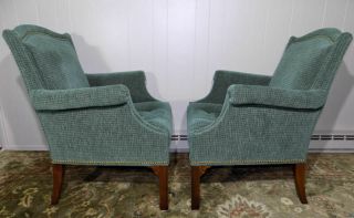 John Widdicomb Co.  upholstered arm chairs nailhead trim chippendale legs 5