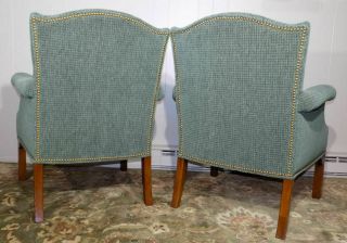 John Widdicomb Co.  upholstered arm chairs nailhead trim chippendale legs 6