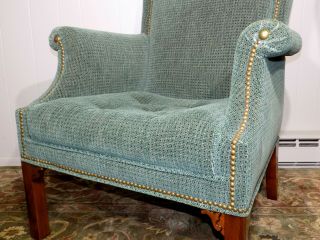 John Widdicomb Co.  upholstered arm chairs nailhead trim chippendale legs 7