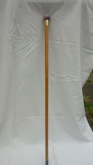 Antique blue john 9ct gold malacca walking stick cane Ernest Lory bowl rare uk 2