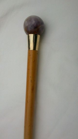 Antique blue john 9ct gold malacca walking stick cane Ernest Lory bowl rare uk 7