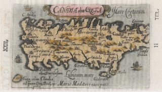 Antique Map Of Crete Greece From 1658 By Gabriel Bucelin