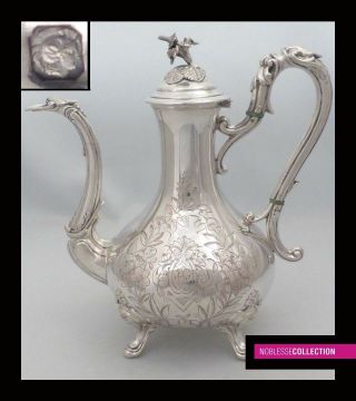 Elegant Antique 1880s French All Sterling Silver Coffee/tea Pot Rococo St.