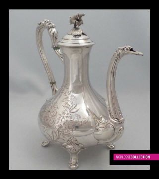 ELEGANT ANTIQUE 1880s FRENCH ALL STERLING SILVER COFFEE/TEA POT Rococo st. 2